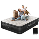 COMMOUDS Queen Air Mattress with Built-in Battery Powered, Removable Pump, 18" High Inflatable Mattress, Portable Blow up Mattress, Air Bed for Camping, Home and Guest